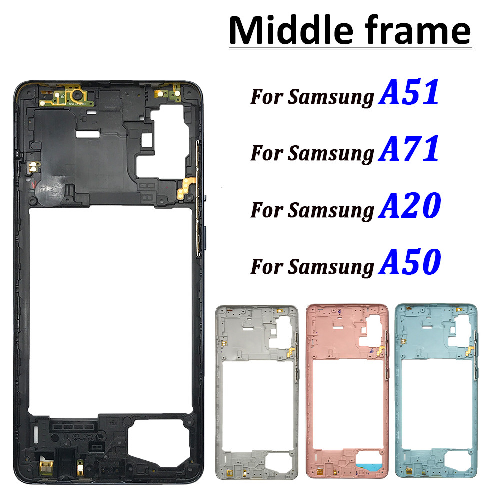 ใหม่กรอบกลาง Bezel สําหรับ Samsung A51 A515F A71 A715F A20 A50 แผ่นกลางด้านหลังฝาครอบด้านหลัง