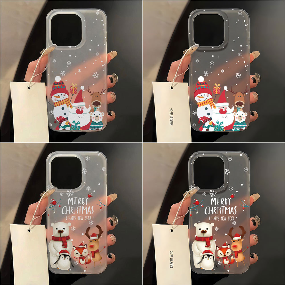Christmas เคส TPU For iPhone 13 เคสไอโฟน iPhone 11 15 16 12 14 Pro Max 14 Plus X XR XS Max 15promax 16promax คริสต์มาส
