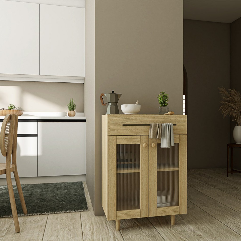 SB Design Square ตู้เตี้ย ขนาด 60 ซม. รุ่น Riku สีไม้อ่อน (60x40x85 ซม.) แบรนด์ KUCHE