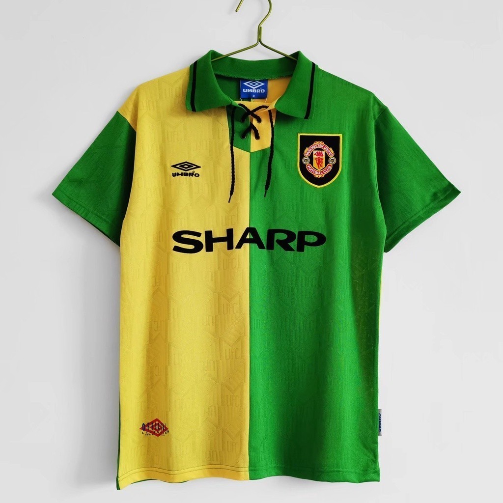 S-xxl *Spot* Retro Jersey 1992-94 Season Manchester United สีเหลือง-เขียว Sports Football Jersey