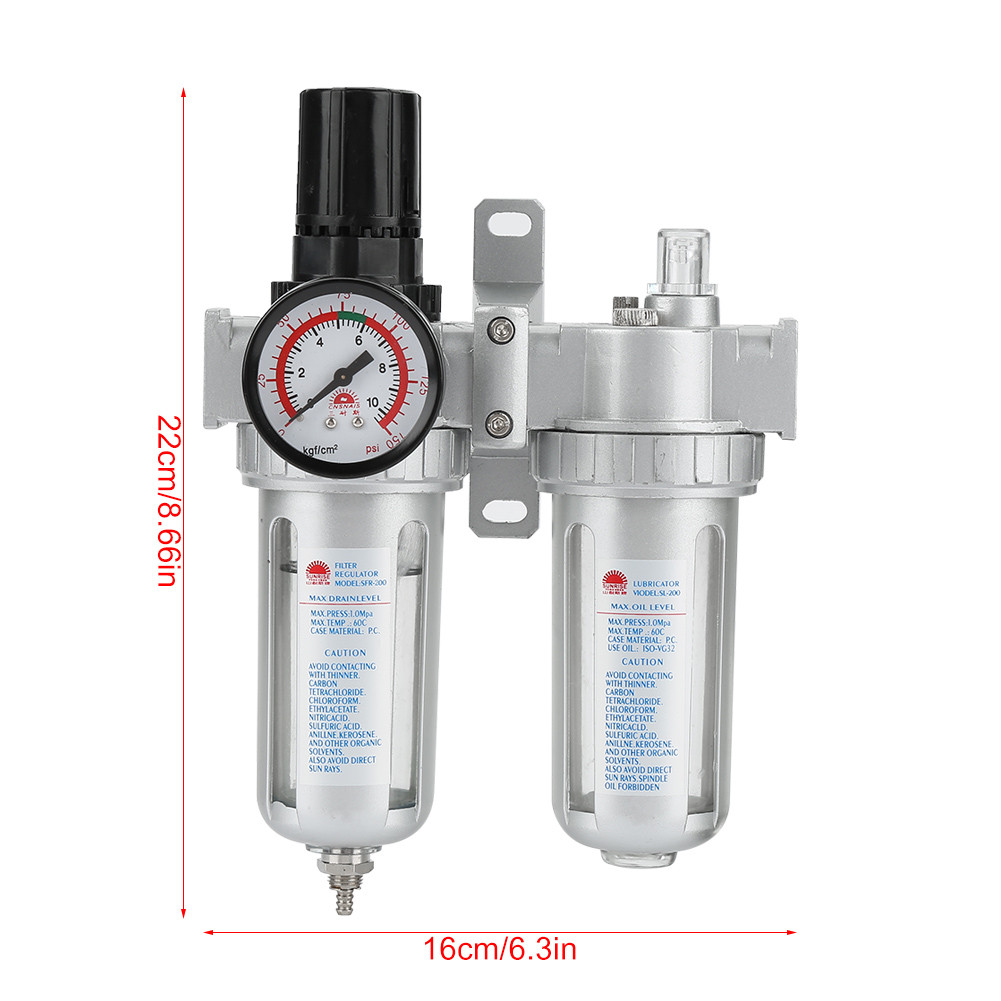 1 Pc ชุดเครื่องอัดอากาศ Moisture Trap เครื่องกรองน้ำมันการจัดส่งความดัน Lubricator Separator Gauge Tool