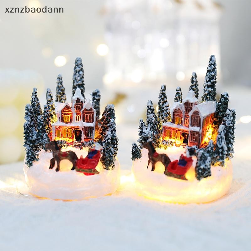 [XZNZV] เครื่องประดับไฟ LED คริสต์มาสปราสาทซานต้าบ้านหิมะงานฝีมือส่องสว่าง 2024 ปีใหม่ของขวัญเด็ก Xmas Party ตกแต่งบ้าน IKFG