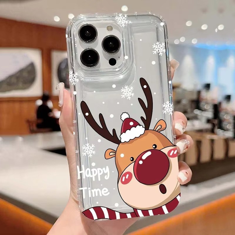คริสต์มาส Elk Santa Claus Snowman สําหรับ Samsung A16 A15 A35 A55 A54 A14 A53 A33 A34 A52 A23 กันกระแทกถุงลมนิรภัยซิลิโคนนุ่มปกหลัง