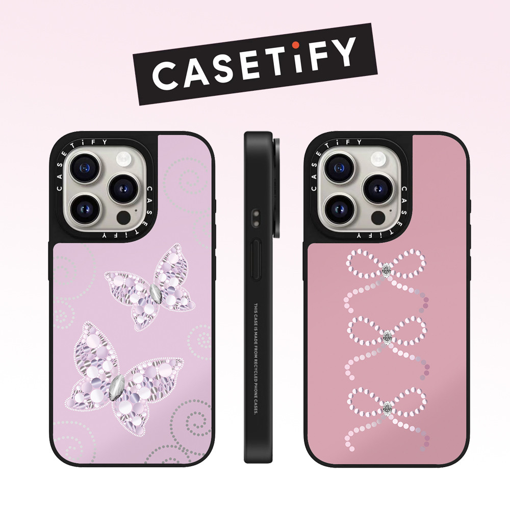 Drop proof CASETIFY เคสโทรศัพท์สําหรับ iPhone 16promax 16pro 16 15Pro 15promax 14promax 13 13promax พิมพ์ด้านข้างเคสแข็ง Pearl Butterfly 12promax กรณี iPhone 11 กรณีคุณภาพสูง
