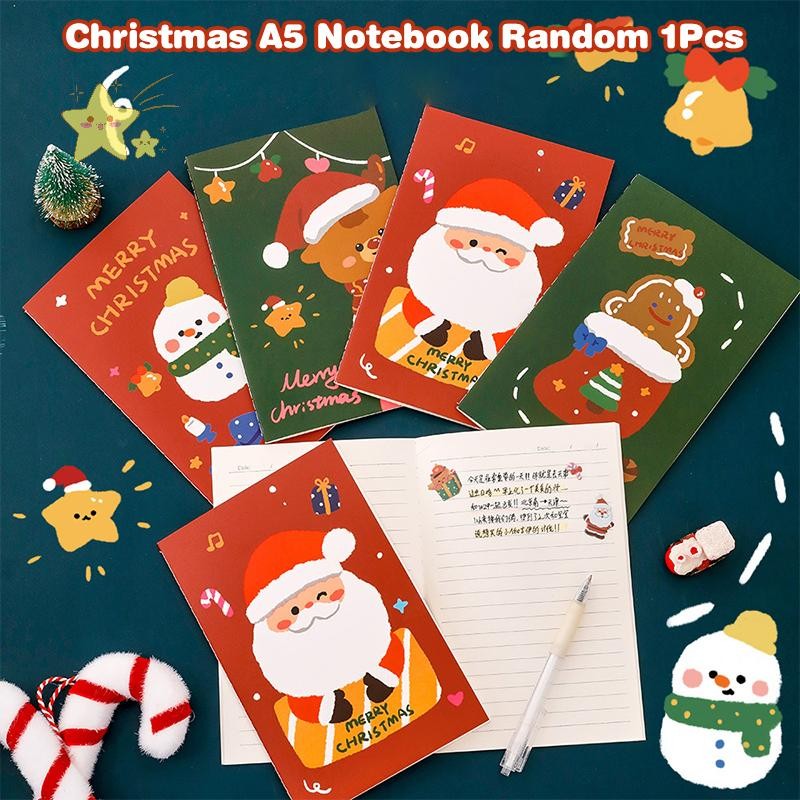 [JBTH] Creative Christmas A5 Pocket Notebook การ์ตูน Mini Notepad แฟชั่นนักเรียน Wrig Notepads อุปกรณ์สํานักงานเด็กรางวัลของขวัญ [JB]