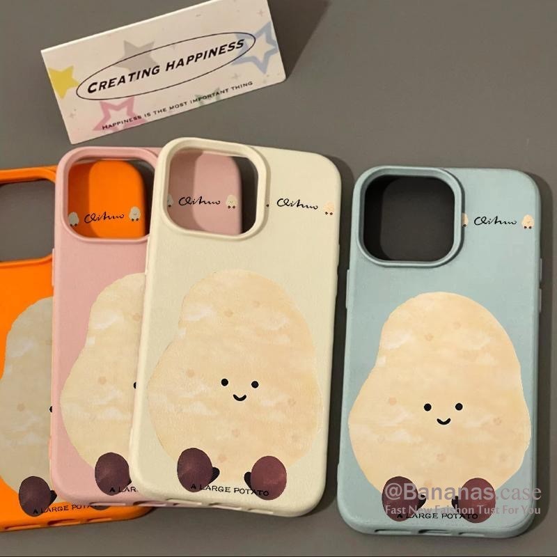 Iphone 16 15 14 13 12 11 Pro Max X Xr Xs Max เคสโทรศัพท์น่ารักมันฝรั่งใหญ่คู่หนังนุ่มปกหลัง