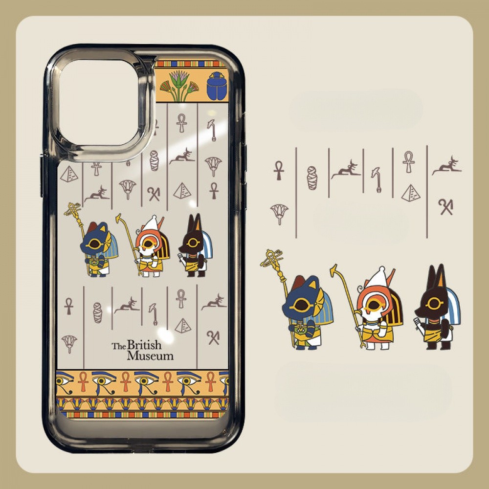 SAMSUNG แฟชั่น อียิปต์น่ารักพระเจ้าเคสโทรศัพท์สําหรับiPhone16/15/13/12/11/Pro Maxโทรศัพท์มือถือยี่ห้อSamsung S24/23/22 ป้องกันการหล่นและกันกระแทกหลุมขนาดใหญ่โปร่งใสฮาร์ดเคสป้องกัน