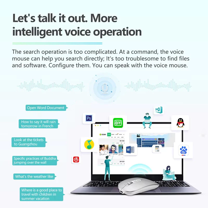 เมาส์ไร้สาย Ai Smart Voice พิมพ์ด้วยเสียง รองรับ Bluetooth 2.4G สำหรับแล็ปท็อป thumbnail 5