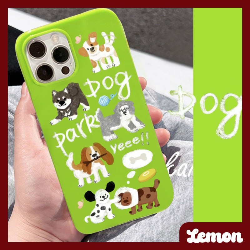 [Lemon] เคสโทรศัพท์มือถือนิ่ม ลายการ์ตูนสุนัขน่ารัก เรืองแสง สีเขียวแวววาว สําหรับ Iphone 14pro 14promax 13 13pro 13promax 11 12 12pro 12promax XR XSMAX 7P 8P