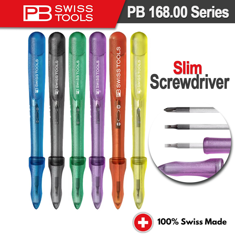 Pb SWISS Slim ไขควงจับใบมีดแบบพลิกกลับได้ PB 53 Precision ไขควงซ่อมเครื่องมือพร้อมฝาปิดป้องกัน NO.PB