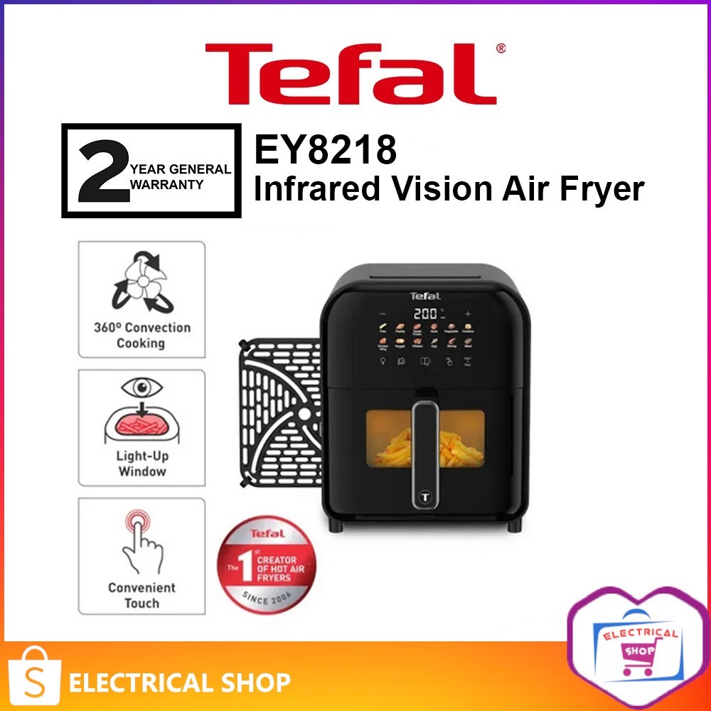 Tefal 6L Easy Fry Far อินฟราเรด Vision Air Fryer EY8218 หน้าต่างดิจิตอล Airfryer EY821865