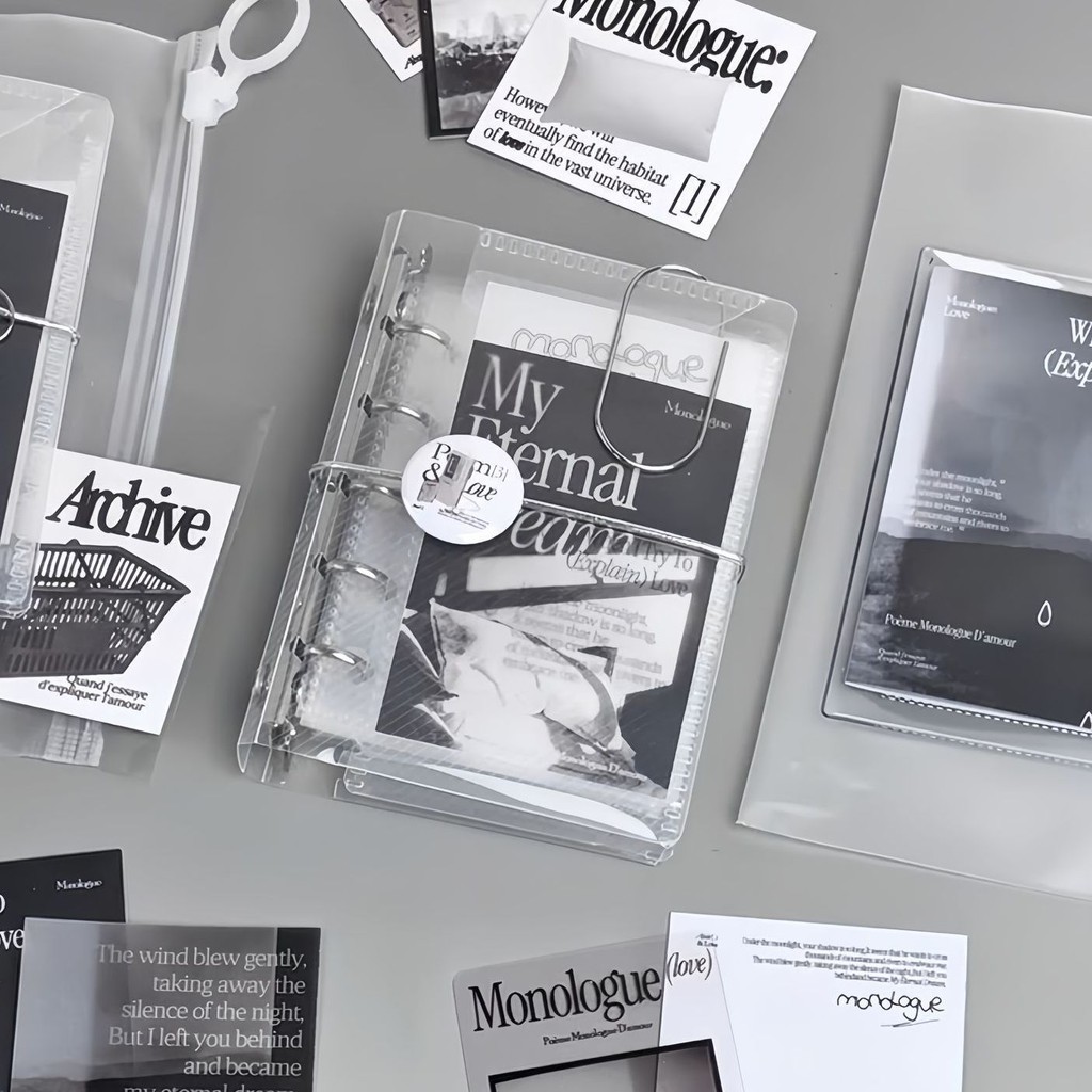 M5 Mini Portable Loose-leaf Notebook Translucent Three-Segment Handbook Student Notebook diy Diary Storage Book