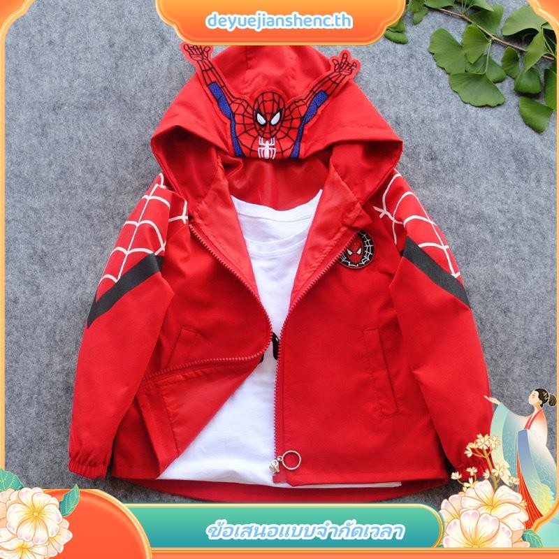 100-130 เด็กทารกซิปสไปเดอร์แมน/อัตโนมัติการ์ตูนเสื้อเสื้อกันหนาวหมวกเด็กแจ็คเก็ตเด็กทารก1-7ปี