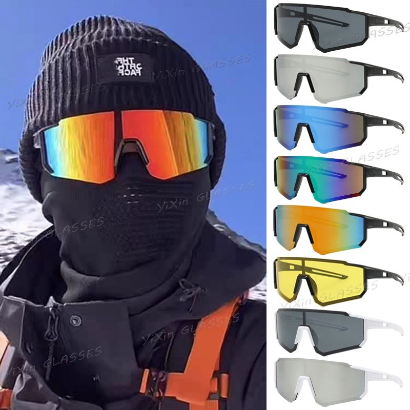 กรอบสีดําขี่จักรยานแว่นกันแดดสําหรับผู้ชายผู้หญิงขี่น้ําเลนส์เงินกีฬากลางแจ้งป้องกันรังสีอัลตราไวโอเลตป้องกันขนาดใหญ่ตารางกรอบจักรยานเฉดสีสําหรับผู้ชา ยูวี400