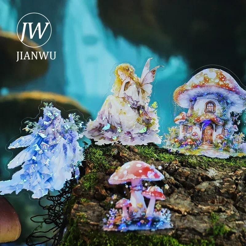 Jianwu Meet Fairy Forest Series Vintage Tree ตัวละครภูมิทัศน์วัสดุ Collage PET สติกเกอร์ Creative DIY Journal เครื่องเขียน