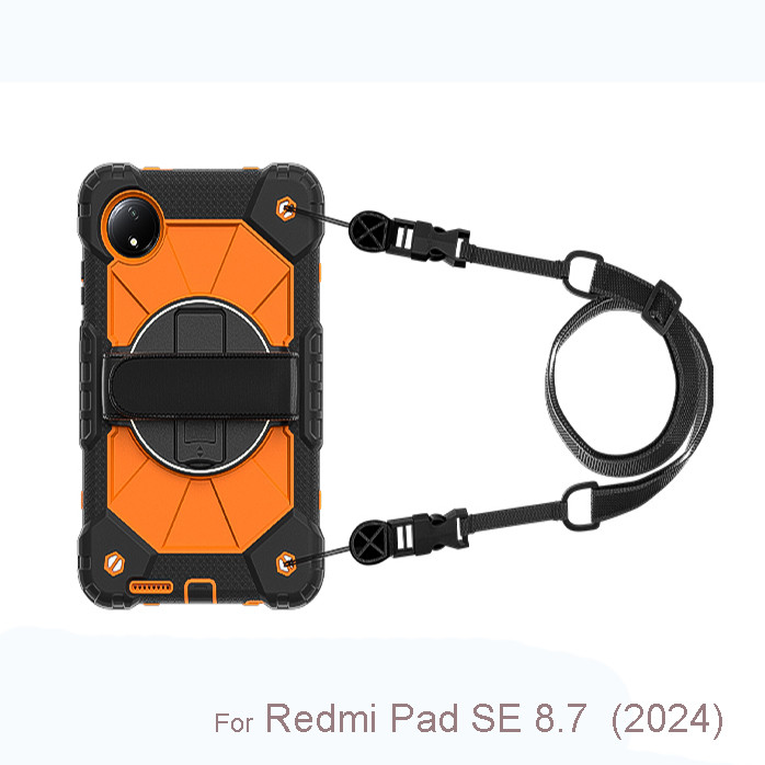 ปลอกปกแข็ง 3-in-1 เข้ากันได้กับ Xiaomi Redmi Pad SE 8.7" เชือกเส้นเล็กขาตั้งป้องกันเต็มรูปแบบ