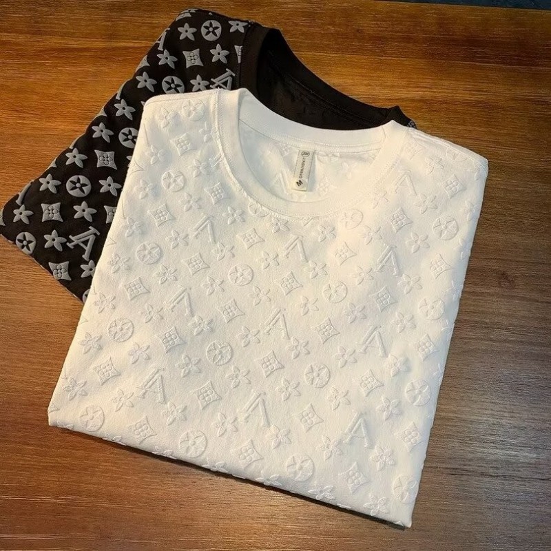 T เสื้อผู้ชายแขนสั้น 3D นูนพิมพ์ Casual Bottoming เสื้ออินเทรนด์ t เสื้อผ้าผู้ชาย