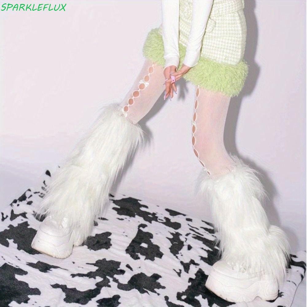 ประกายไฟ ขนยาวขาอุ่น, ขน มารยาท หนาโลลิต้ารองเท้าปก, โบว์สีขาวสไตล์ญี่ปุ่น น่ารัก หลอดยาวถุงเท้าผู้หญิง