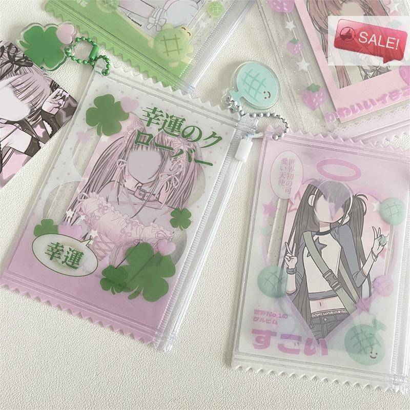 At น่ารักโปร่งใสเงา Candy Four Leaf Clover กระเป๋า Kpop การ์ดแขนผู้ถือ Photocard ผู้ถือการ์ดฟิล์มการ์ดเกม Protector A