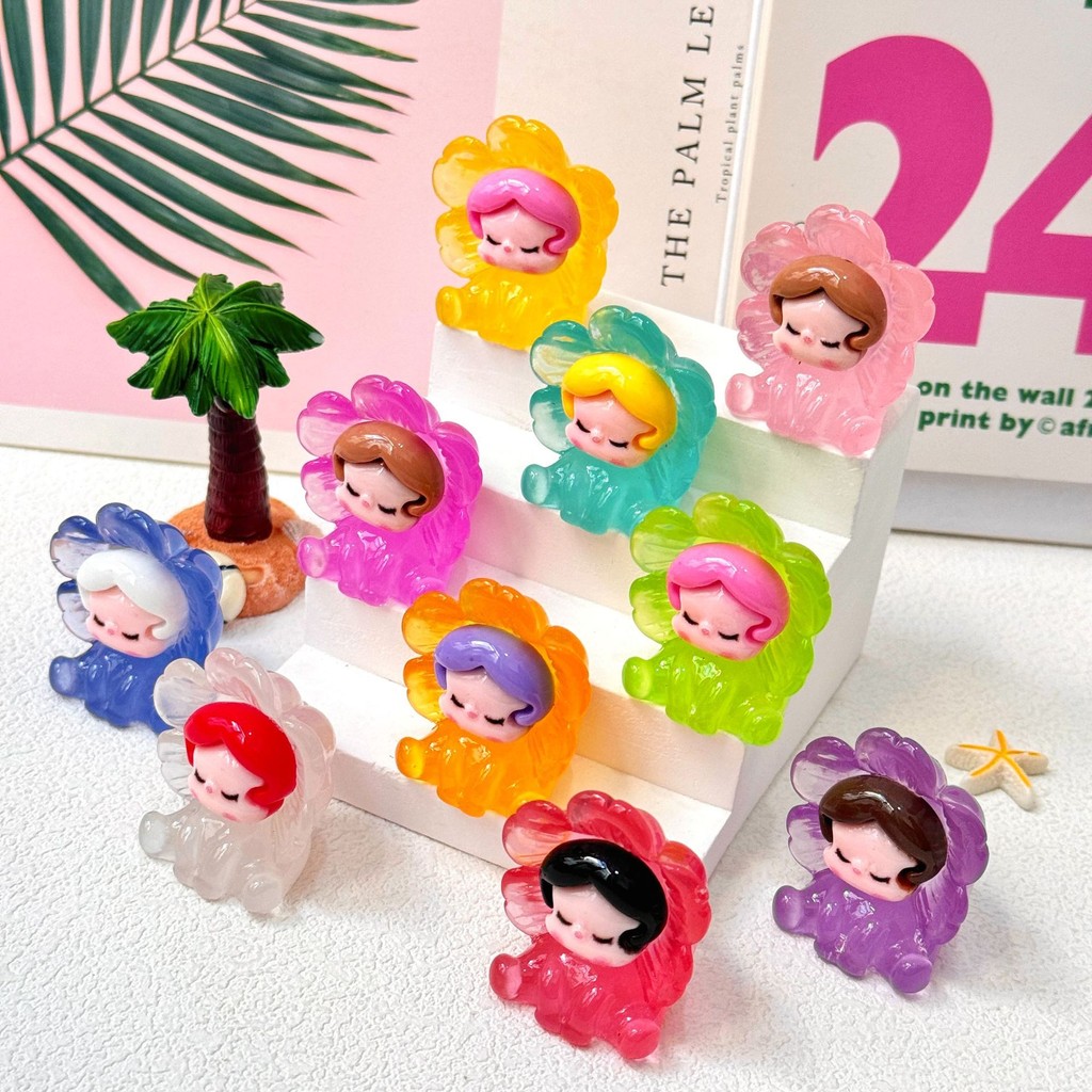 10 ชิ้น Luminous Glow SP ดอกไม้สาว 3D เรซิ่น Charms สําหรับ DIY (C-1)