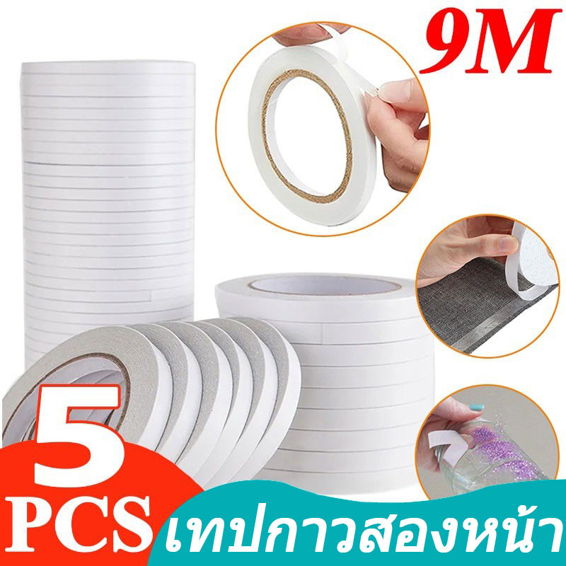 1/3/5 ชิ้น 9 เมตรเทปเหนียวกาวสองหน้า / สติ๊กเกอร์กาว DIY Craft Stronge / กระดาษเทปกาวในตัวบางเฉียบ
