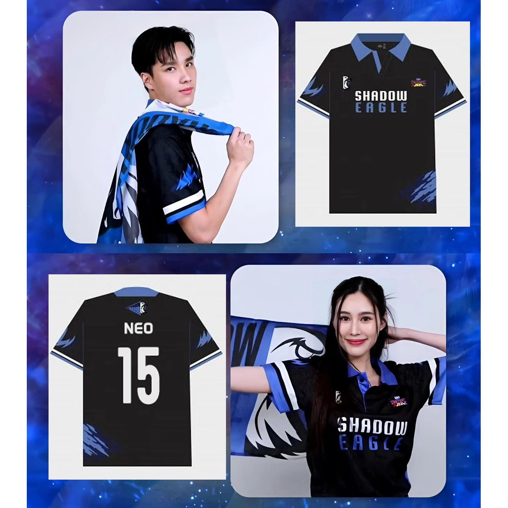 2024 ใหม่ Gmmtv STARLYMPICS / Shadow Eagle Jersey สีดําเสื้อโปโลแขนสั้นสบายๆกีฬา Top Jersey