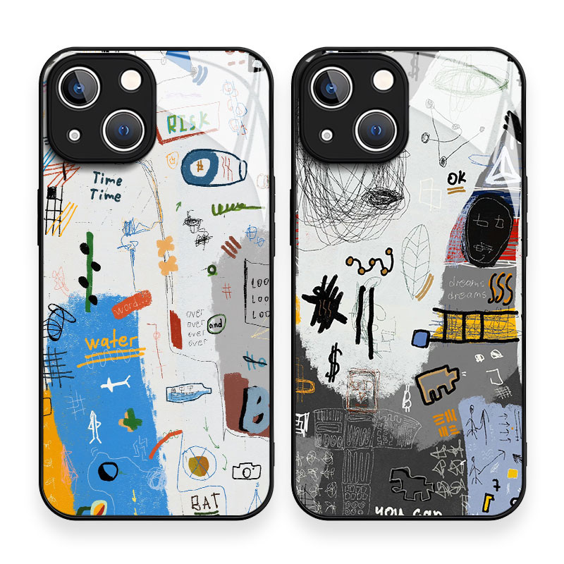 Soft Edge Glass CaseสําหรับiPhoneกรณี15 14 13 12 11 Pro Max SE 2020 X XR XS 8 7 ip 6S 6 Plusกันกระแท