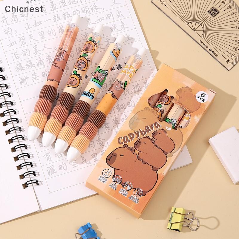 [Chicnest] 4 ชิ้น Kawaii การ์ตูน Capybara ปากกาเจล Quick-Drying Neutral ปากกา Wrig Smooth ปากกาอุปกรณ์สํานักงานนักเรียนเครื่องเขียนของขวัญ Boutique