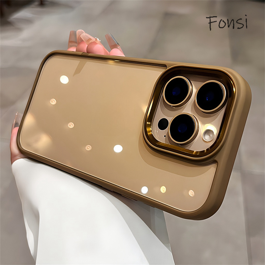 หรูหราทะเลทรายไทเทเนียมปลอกเลนส์โลหะกันกระแทกเคสใสสําหรับiphone 16 15 14 13 Pro Max 16 Plus 15pro 16proเคสใสฝาครอบ