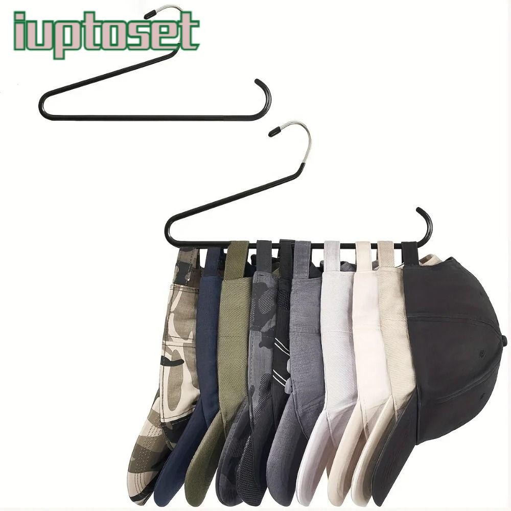 Iuptoset ชั้นวางหมวกหมวกเบสบอล, ที่เก็บหมวกแบบแขวนกันลื่น, ที่เก็บหมวกสีดํา PVC มัลติฟังก์ชั่นหลากหลายประเภทขนาด