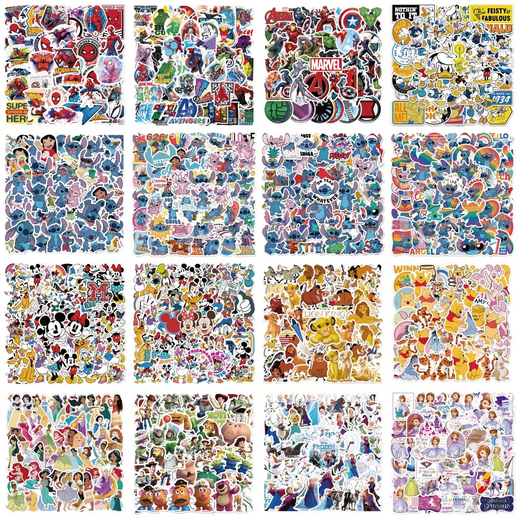 50PCS การ์ตูนอะนิเมะ Stitch Frozen The Lion King Toy Story Sofia Collection สติ๊กเกอร์ Graffiti สําหรับจักรยานบัญชีมือกล่องดินสอ Decals LanLanStickersWorld (Whimsywashiders)