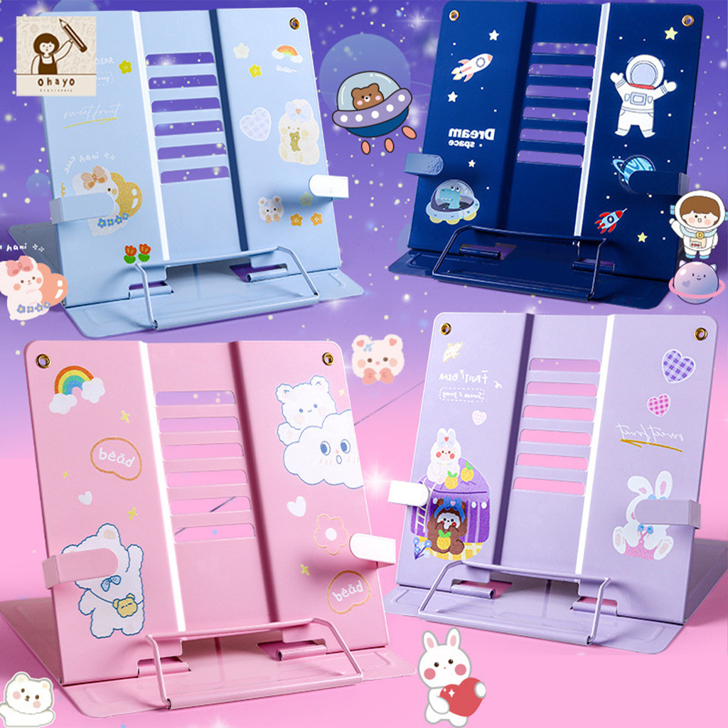 Ohayo ชั้นวางหนังสือ ชั้นจัดเก็บหนังสือ กล่องใส่เอกสาร แฟ้มใส่เอกสาร ที่ใส่หนังสือบนโต๊ะ ปรับมุมพับไ