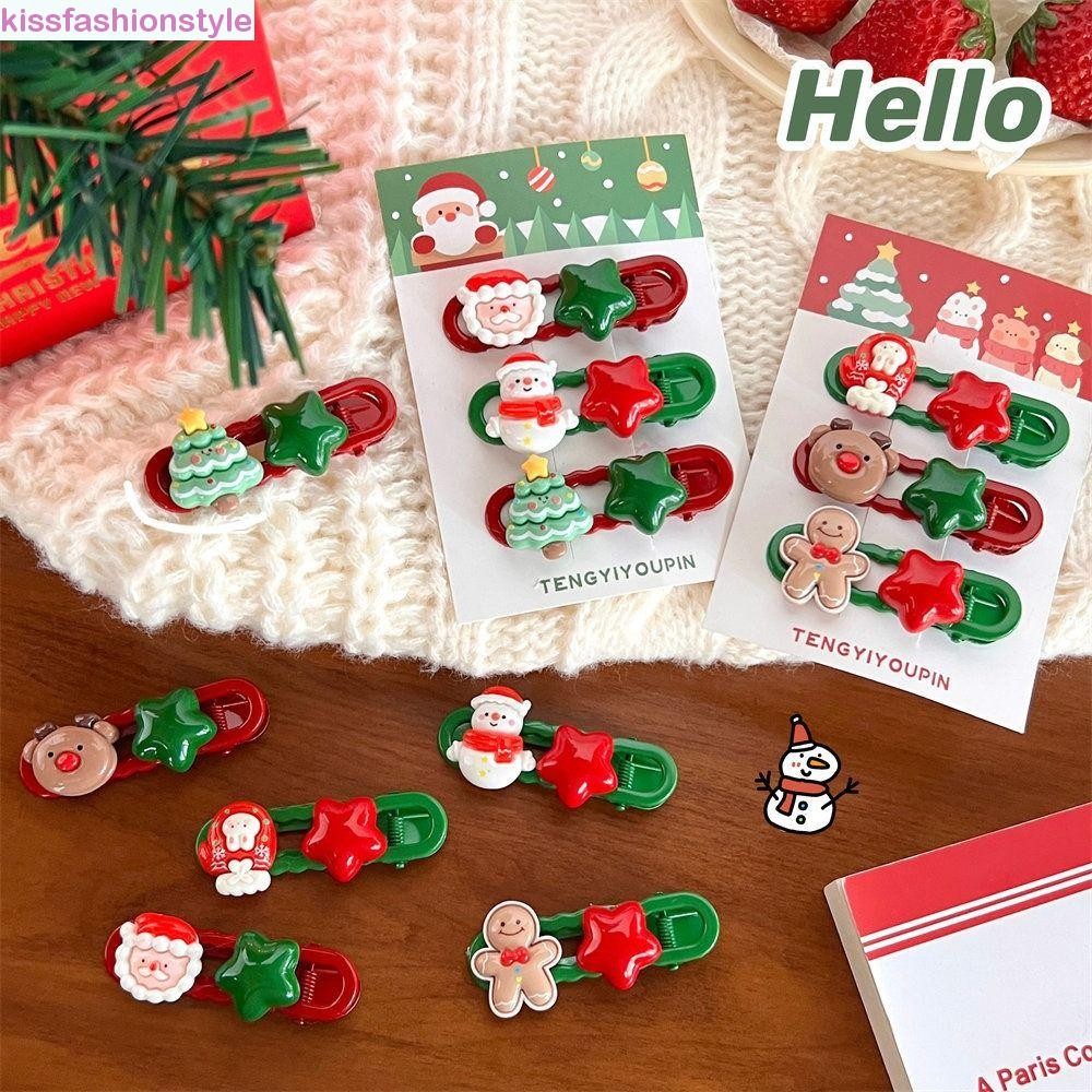 Kissfashionstyle กิ๊บติดผมคริสต์มาส, Santa Claus Snowman เรซิ่น Xmas Barrettes,หวานต้นคริสต์มาส Star Hairpin Gingerbread Man คลิปจระเข้ผมจัดแต่งทรงผมอุปกรณ์เสริม