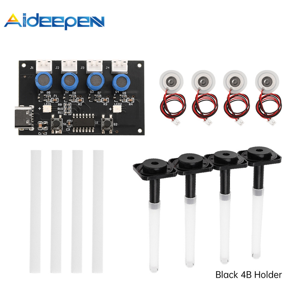 Aideepen DC5V โมดูลความชื้นรุ่นที่สองสี่สเปรย์พร้อมบอร์ดควบคุมการทําให้เป็นละอองแสงบรรยากาศที่มีสีสัน