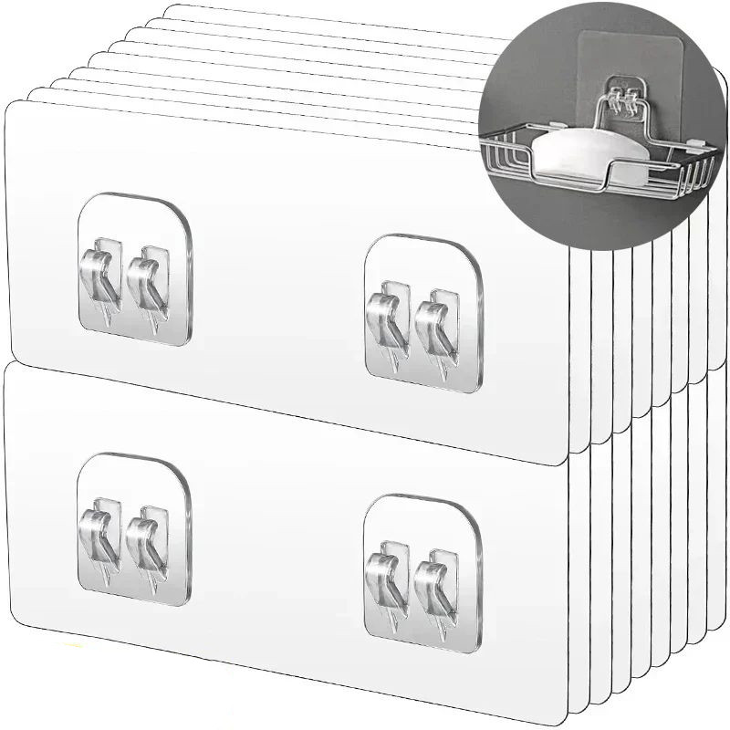 ตะขอโปร่งใสกาวตนเองอเนกประสงค์-กรงเล็บคู่ตะขอติดผนังที่แข็งแกร่ง-กันน้ําผู้ถือตะกร้าอาบน้ําห้องครัวห้องน้ําออแกไนเซอร์ ราคา ถูกที่สุด ดีลบีเคเค