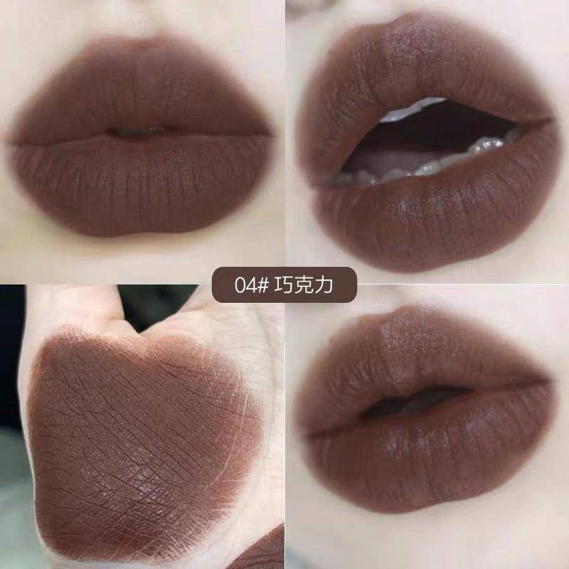 ลิปกลอสสีเข้ม 6 สี Retro Chocolate Brown Matte Long-lasting Matte Matte ง่ายต่อการสีลิปสติก Lip Tint กันน้ํา