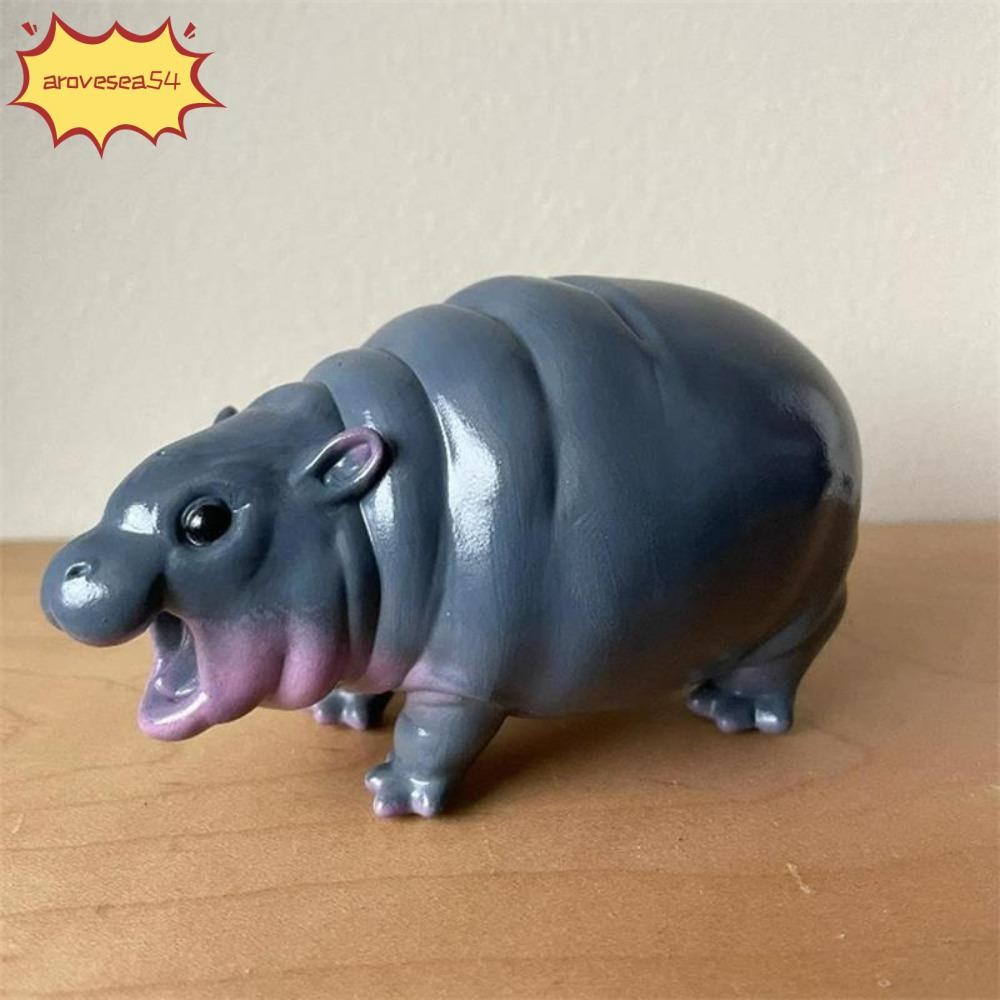 Arove Hippo ตุ๊กตาเรซิ่น, หมูเด้ง Kawaii เครื่องประดับ Hippopotamus, การ์ตูนหมูเติ้งของเล่นโต๊ะ Pygmy รูปปั้นเรซิ่นสําหรับคริสต์มาส