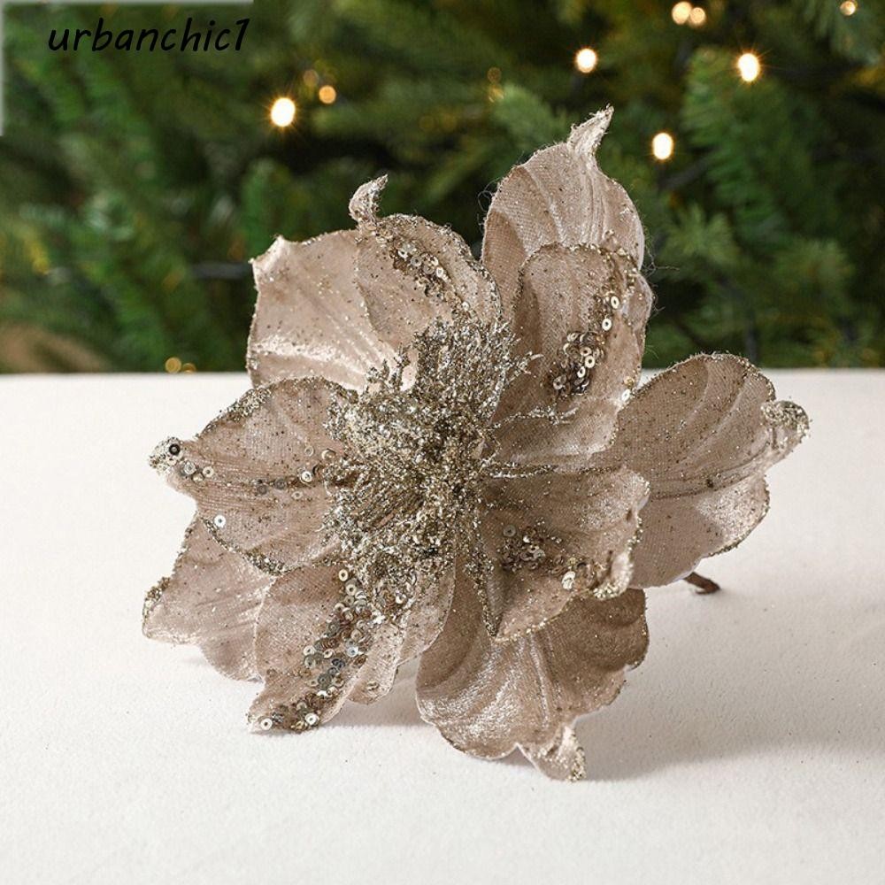 Urbanchic คริสต์มาสดอกไม้จี้, DIY Multi-layer จําลอง Xmas ดอกไม้, Creative Handmade ผ้า Xmas Tree Oranments ของขวัญตกแต่ง
