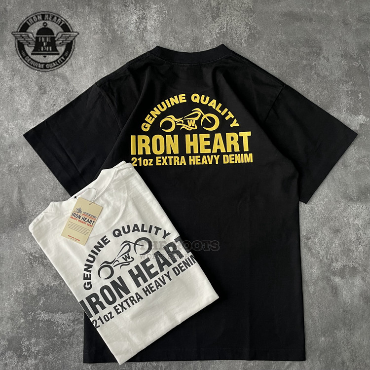 Iron HEART เสื้อยืดถักสตรี Loopwheel 夏季棉印花LOGO เสื้อยืดแขนสั้น