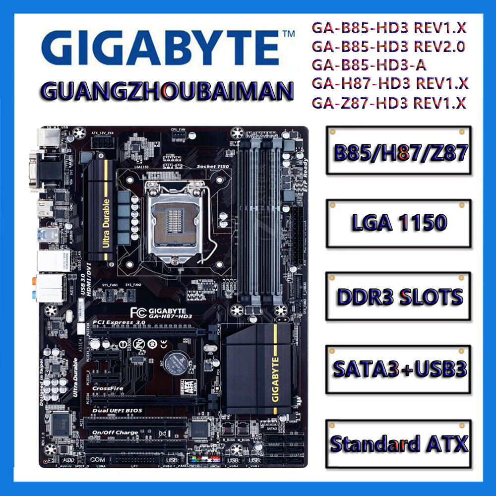 ใช้ Gigabyte GA-B85-HD3 GA-B85-HD3 R2.0 GA-B85-HD3-A B85 / GA-H87-HD3 H87 / GA-Z87-HD3 Z87 SATA DDR3