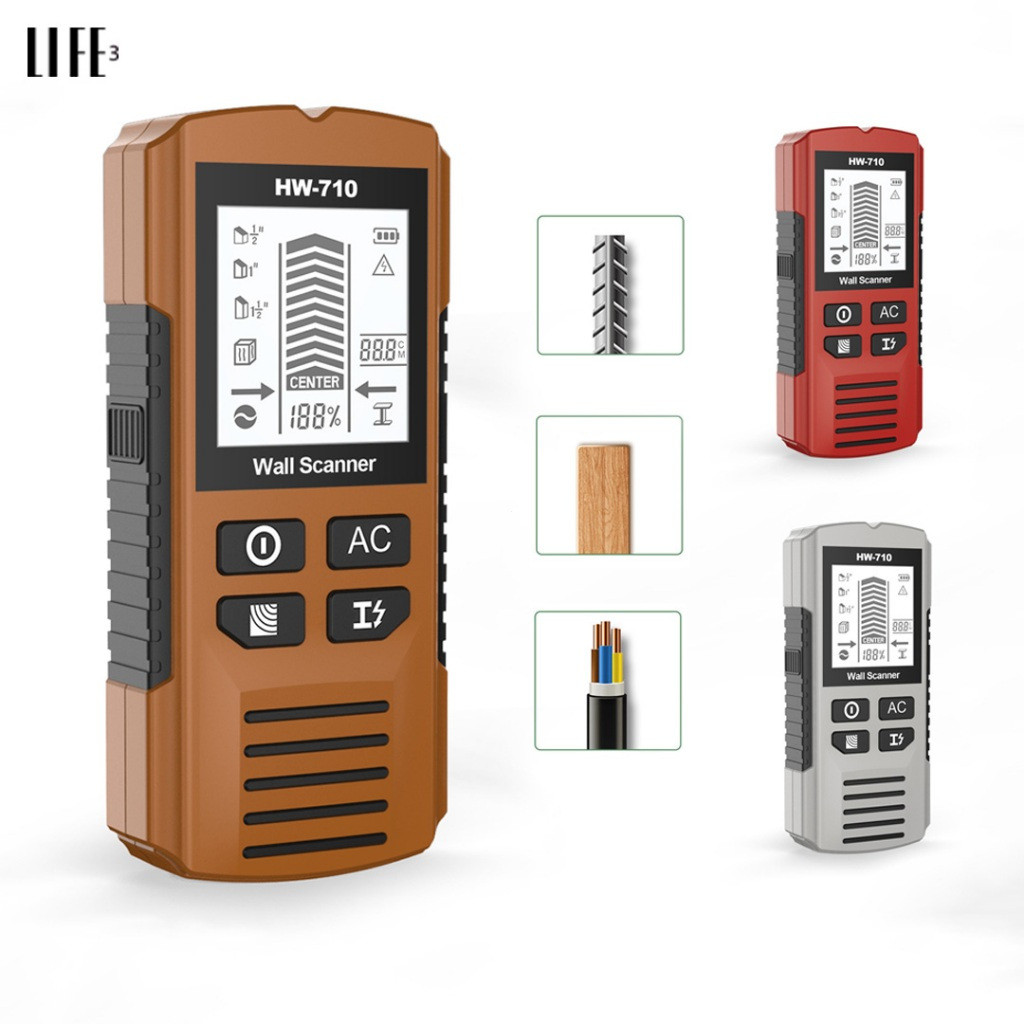 3Life HW-710 เครื่องสแกนผนัง Multi-functional Wall Stud Finder หน้าจอ HD LCD ตรวจจับ AC Wire Safety