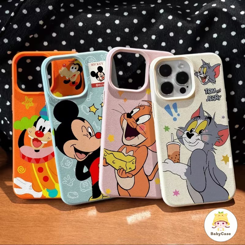 เคสไอโฟน 13 สำหรับ iPhone 11 16 13 15 14 12 Pro Max 8 7 16 14 15 Plus XR XS X Max การ์ตูนน่ารักทอมและเจอร์รี่มิกกี้เมาส์
