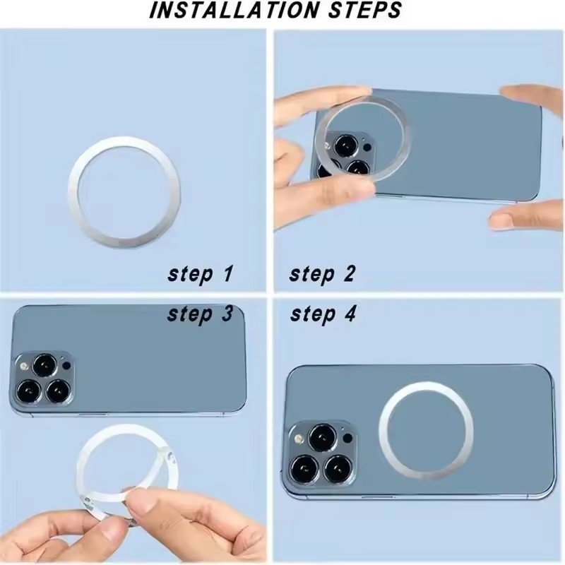 สติกเกอร์วงแหวนโลหะแม่เหล็ก - ที่วางโทรศัพท์ในรถยนต์แบบสากล -แผ่นเหล็กชาร์จไร้สาย - รูปที่ 5