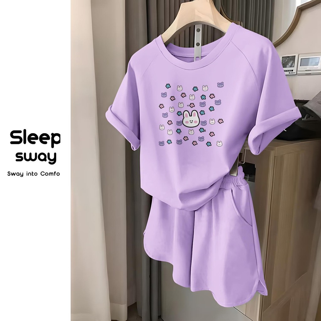 LIVE ชุดนอนแฟชั่นใส่สบาย PS0312  ใส่ไปตลาดก็ได้! เสื้อแขนกุดกางเกงขาสั้น ไซส์ใหญ่ ตัวการ์ตูนน่ารัก เ