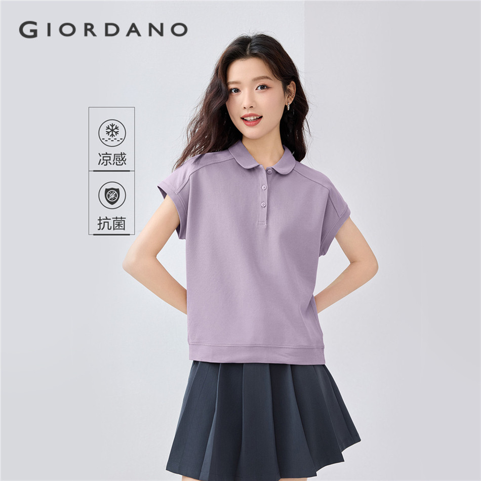 GIORDANO WOMEN Cool-touch doll collar raglan sleeve polo shirt 05315385