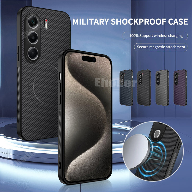 สําหรับ Tecno Camon 40 Pro 5G 4G 2025 กรณีแม่เหล็กคาร์บอนไฟเบอร์หนังสําหรับ Camon40 Premier 40Premier 40Pro Camon40Pro กันกระแทกปกหลัง