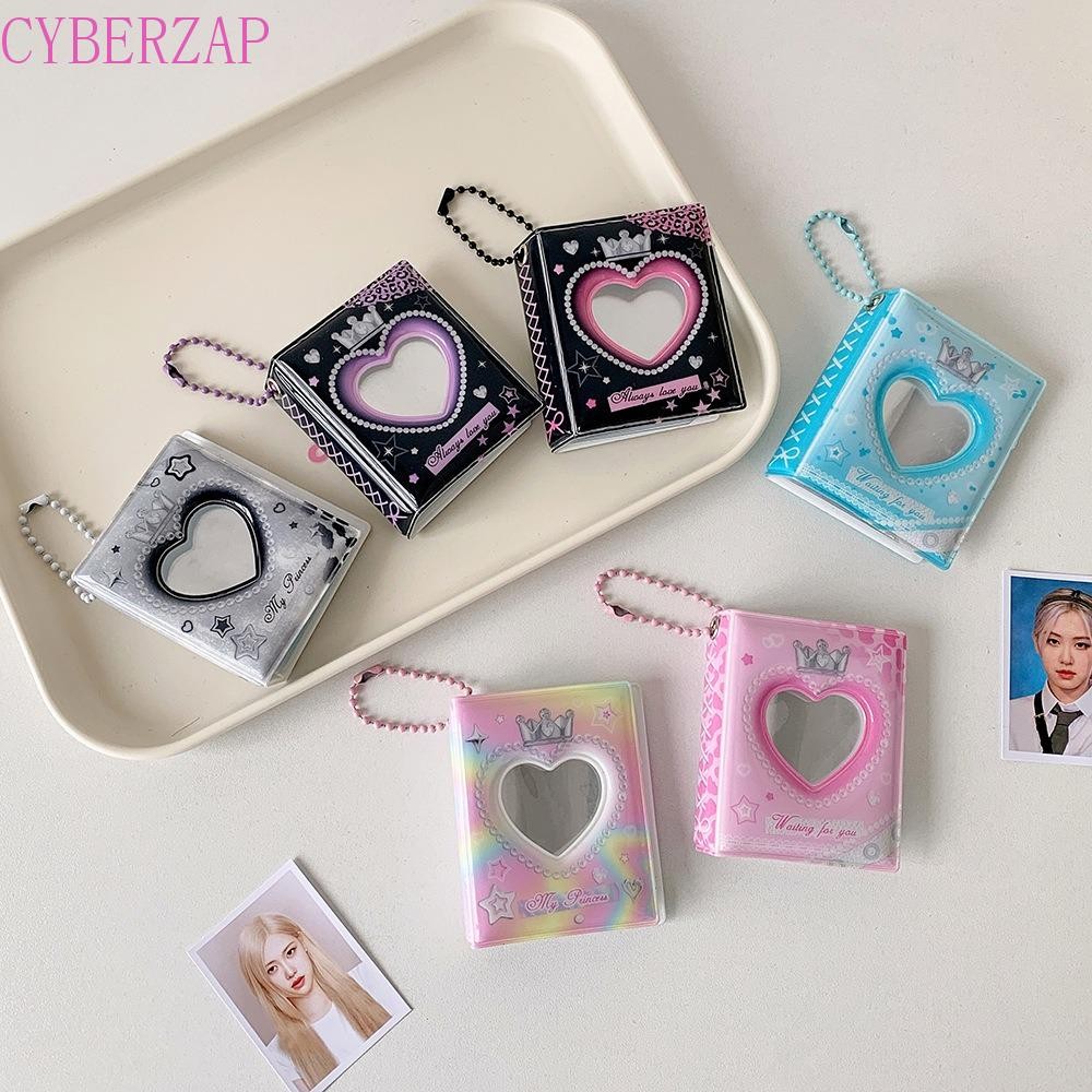 CYBERZAP ที่ใส่โฟโต้การ์ดเกาหลี, Mini Crown Love Heart PVC Card Cover ID Photocard กรอบ,แขวนตกแต่งพวงกุญแจจี้เกาหลีสไตล์การ์ดป้องกันกรณีสาวของขวัญ