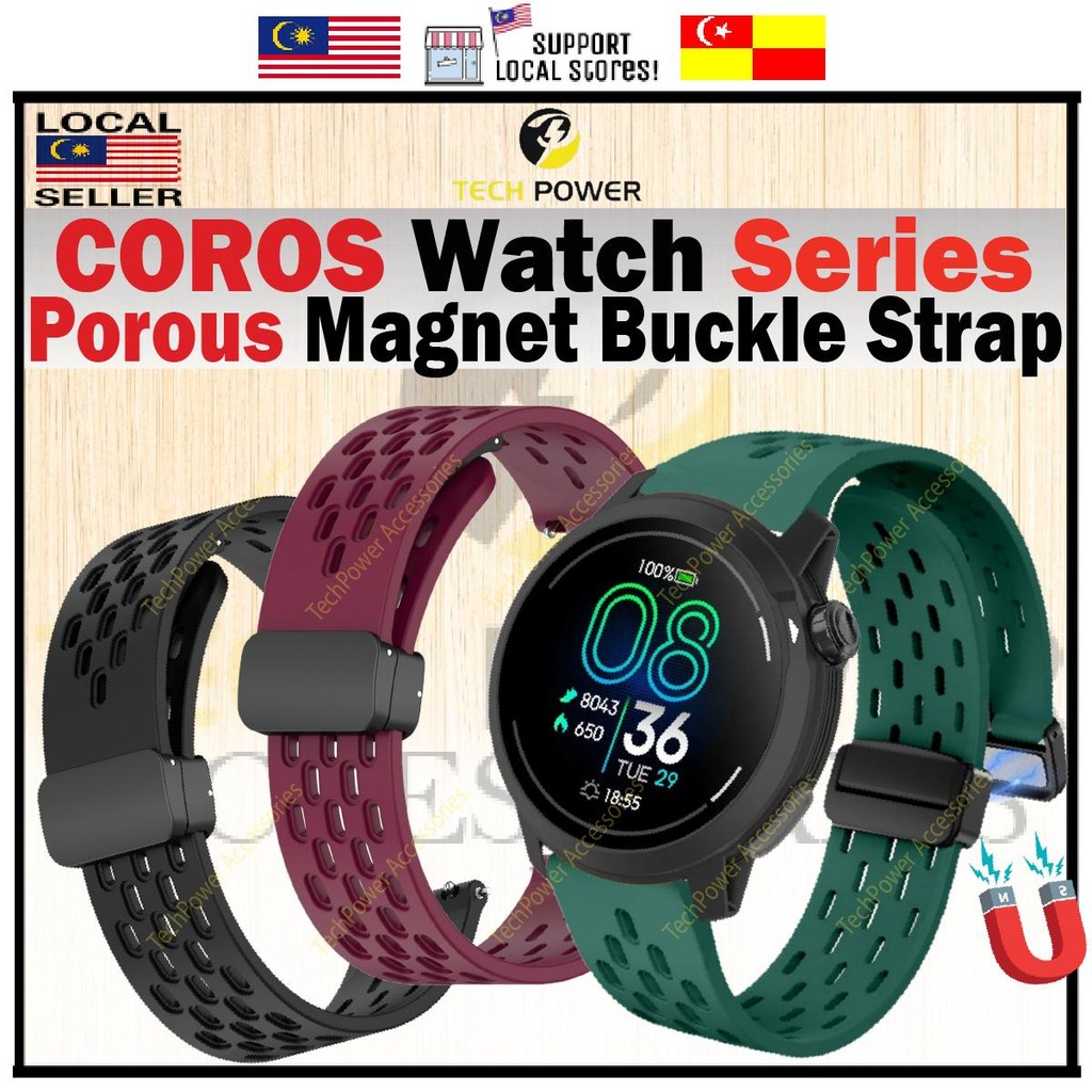 COROS Smart Watch Strap COROS Pace Pro/Pace 3/Apex 2 Pro/Apex Pro, Magnet Buckle Silicone มีรูพรุน S