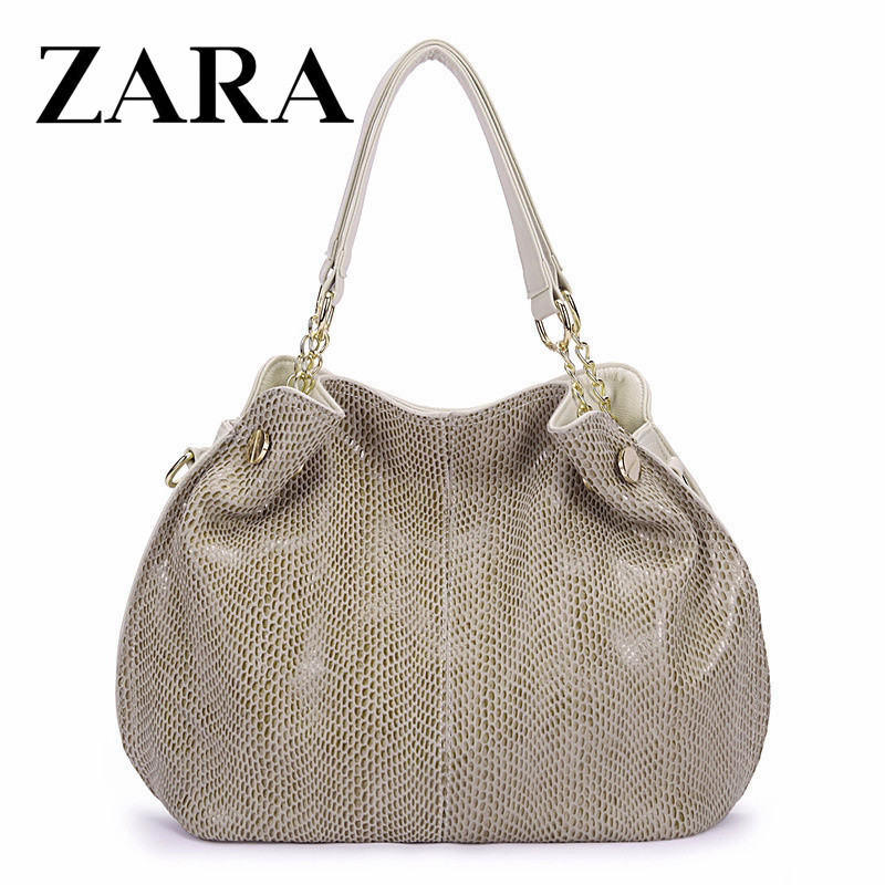 Zara กระเป๋าผู้หญิงความจุขนาดใหญ่กระเป๋าสะพายลายงูแฟชั่นกระเป๋าสะพายข้างผู้หญิง