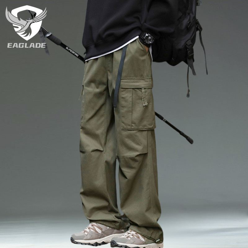 EAGLADE Tactical Cargo Baggy Loose Pants for Men 100% Cotton 806 in Green B02